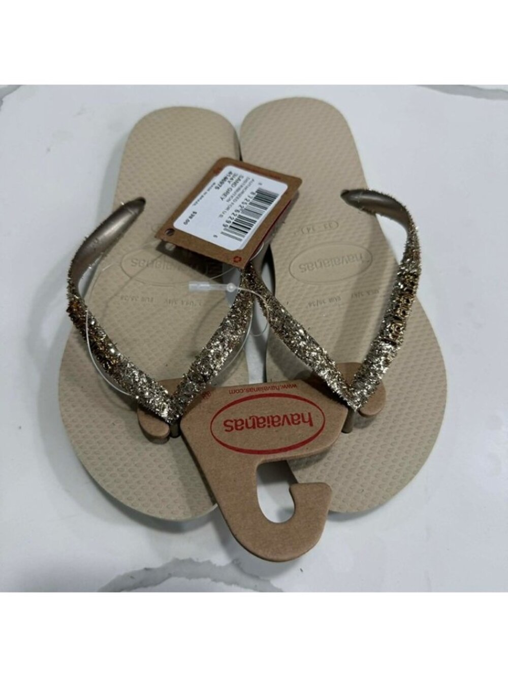 Havaianas Kids Slim Glitter II Sand Gray Girls Sandals Size US 3 Kids
